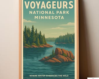 Voyageurs National Park poster, reisafdruk Minnesota, Minnesota (digitale download)