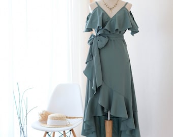 slim fit dress slacks Mismatched Emerald Green A-line Floor-length Bridesmaid Dresses, BD319 –  SposaBridal main image 1