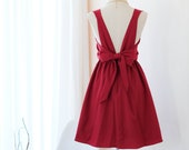 Red bridesmaid dress Short summer dress Backless bow back prom party cocktail dress Wedding guest dress Blood red dress