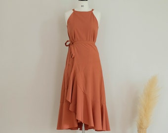 Rustic Orange Dress Bridesmaid Dress Pieces Top and Wrap