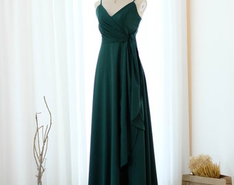 green maxi dress Forest green bridesmaid dresses floor length prom party cocktail dress wedding guest dress green evening gown