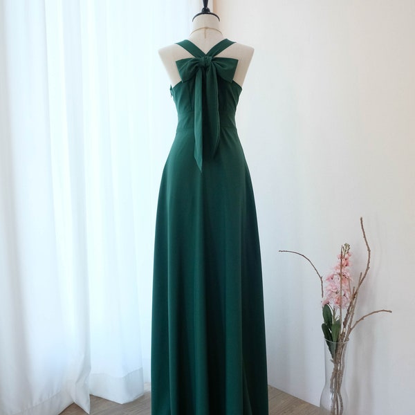 Forest green maxi bridesmaid dresses Long dark green party prom wedding guest dress Cocktail green evening gown