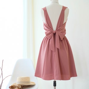 Rose Pink Backless Party Dress: English Rosewood Bridesmaid Dress