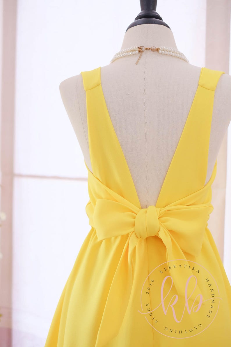 yellow dress backless