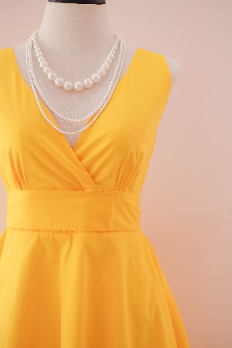 Yellow dress Bridesmaid dress Solid dress Vintage dress Country dress Hippie dress Summer dress Sundress Tea dress
