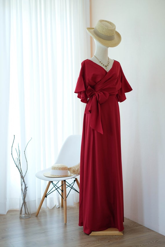 blue dress for baby girl Burgundy Bridesmaid Dresses,Knee Length Bridesmaid Dress,Short Mother Dress,BD00242, US16W / Burgundy