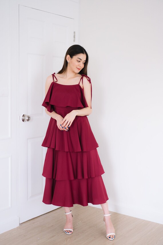 Red Dress Burgundy Dress Layer Burgundy 