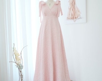 Pink Gold bridesmaid dress thick Jacquard floral fabric party cocktail dress Wedding dress Wedding guest maxi dress prom dress