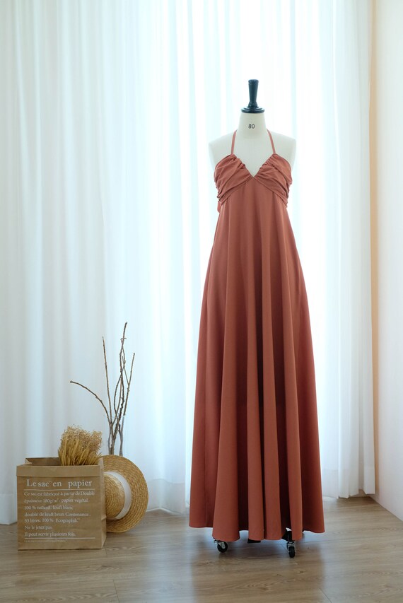 Copper Maxi Dress Sweetheart Halter Bridesmaid Dress Backless Etsy UK