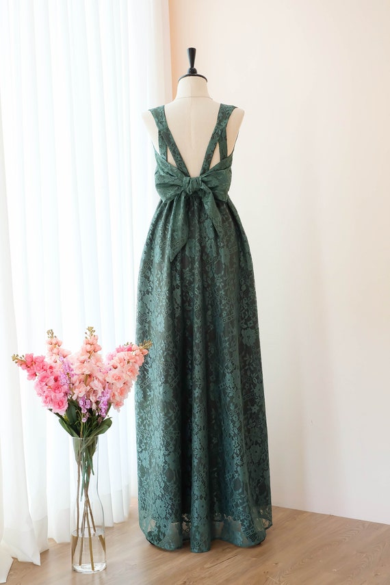 Hunter green dress Long Bridesmaid dress Wedding Dress Long | Etsy
