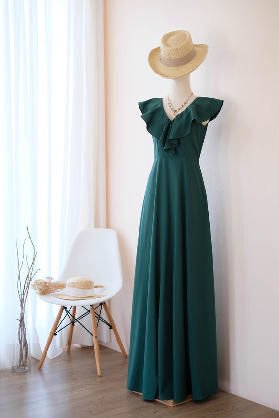 dark green dress maxi