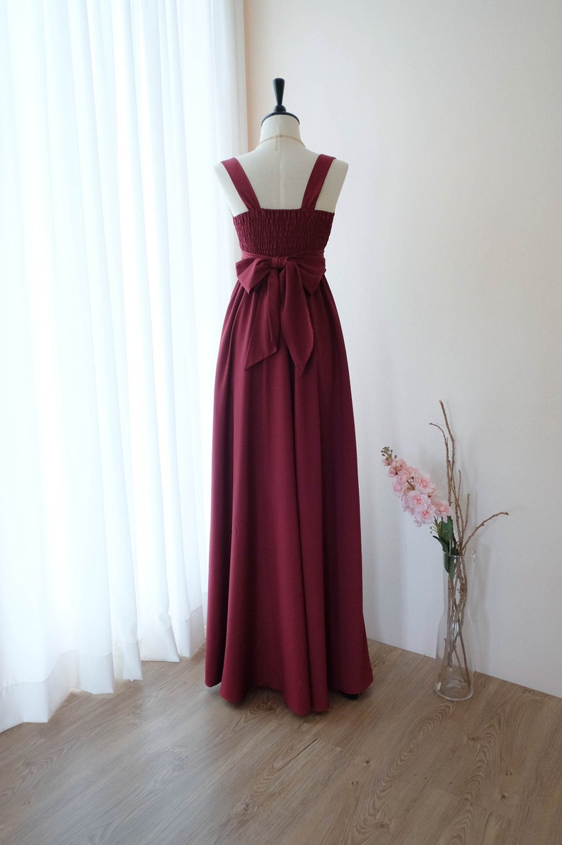 Red Burgundy dress Burgundy bridesmaid dress Long Red Prom party dress Maxi Cocktail wedding dress Bridal party engagement dress Tea dress