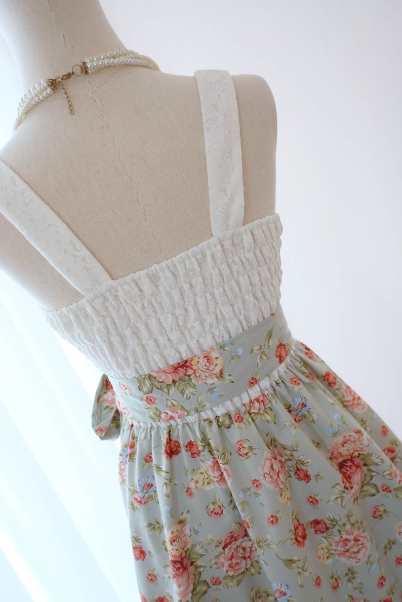 SALE Blue floral dress blue sundress blue dress spring summer dress Tea party dress vintage dress style SMALL