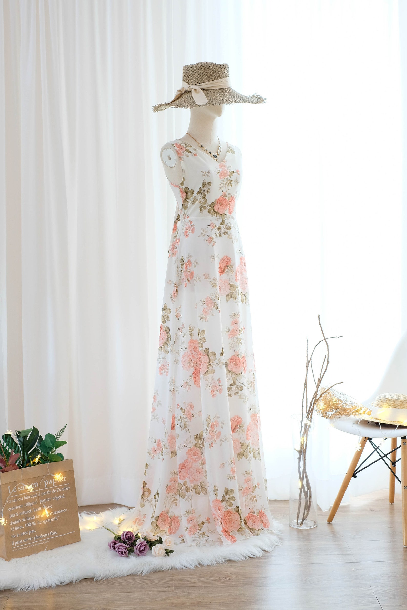 Chiffon floral bridesmaid dresses White floral dress Spring Etsy