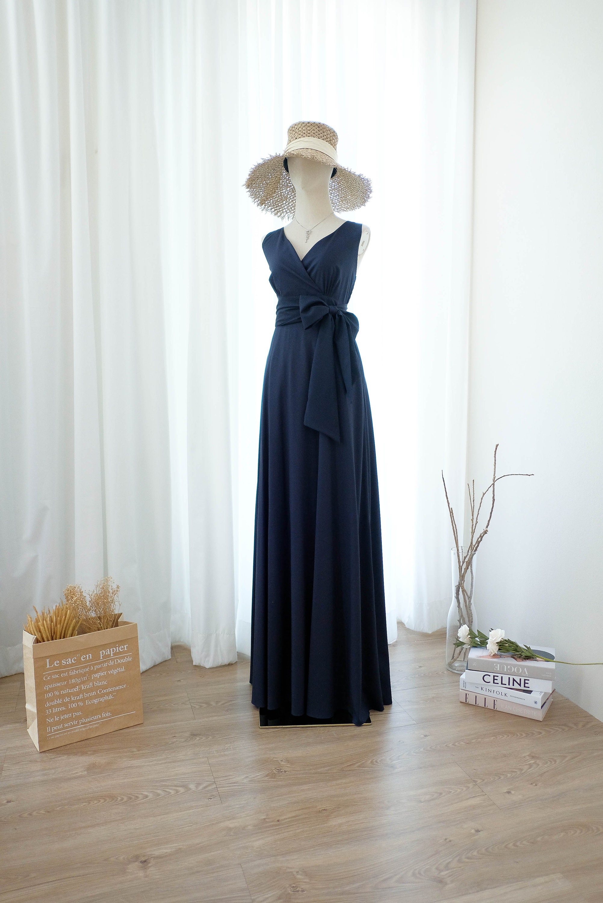 Dunkelblaues Kleid Navy Brautjungfernkleid Long Prom | Etsy Österreich