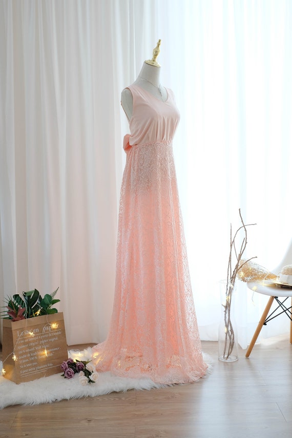 Pink dress Lace pink Long Bridesmaid dress Wedding Dress Long Prom dress Party dress Cocktail dress Maxi dress Evening Gown