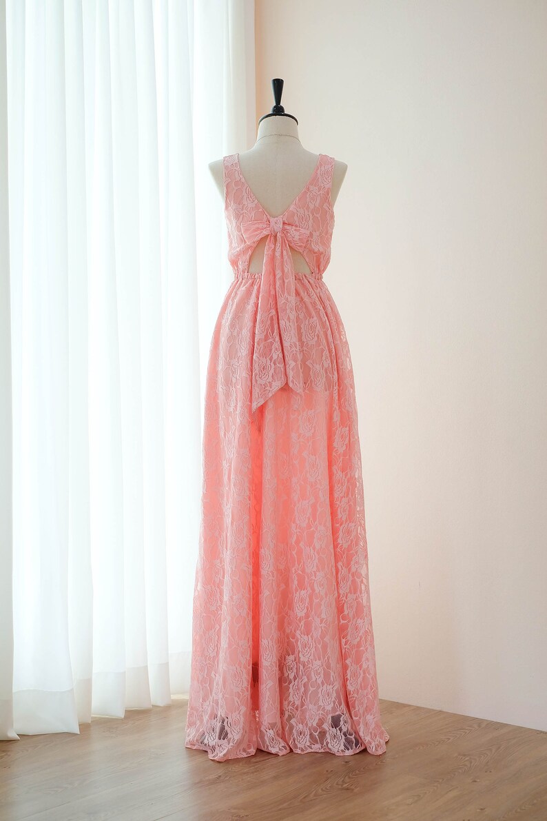Pink dress Lace pink Long Bridesmaid dress Wedding Dress Long Prom dress Party dress Cocktail dress Maxi dress Evening Gown