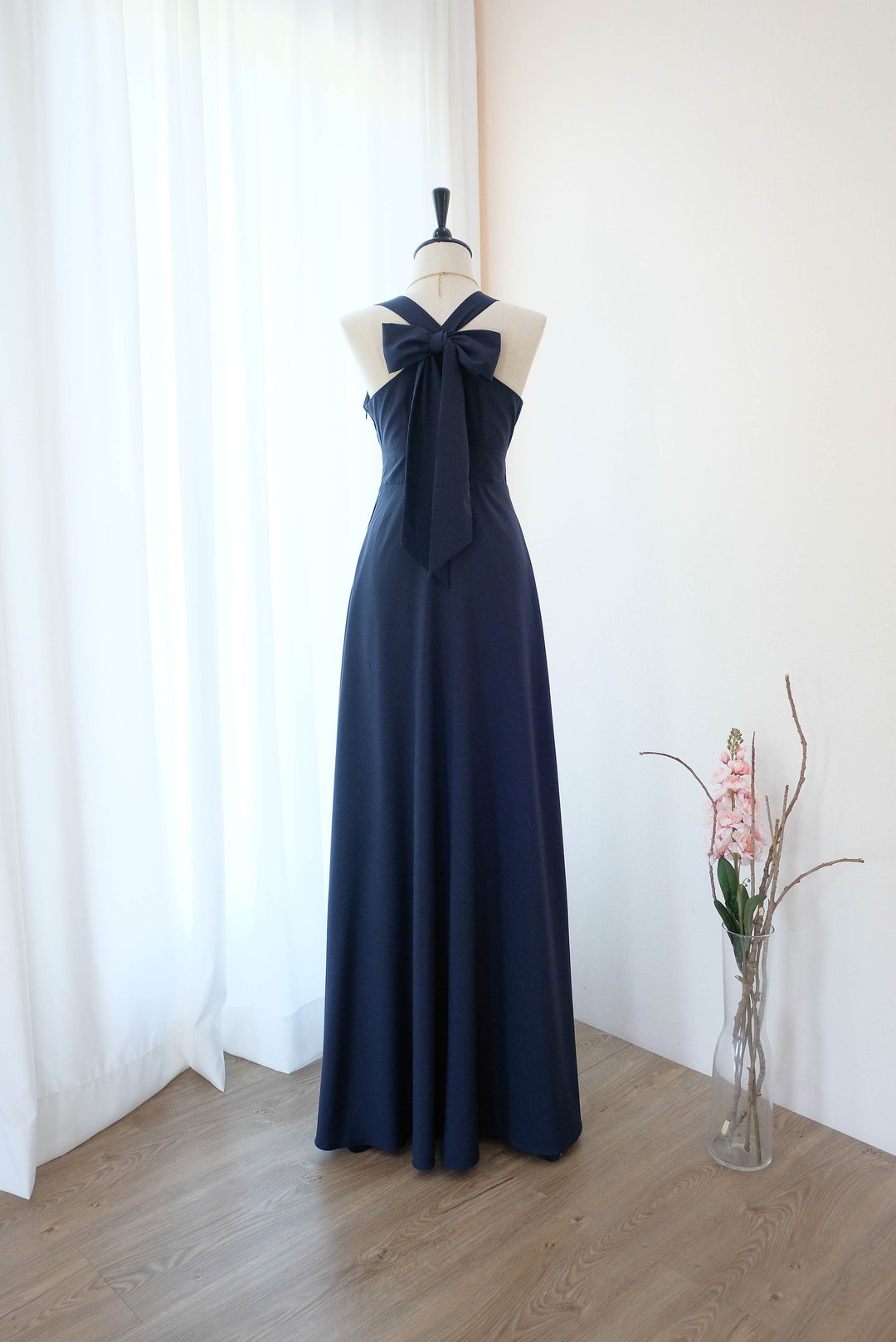 Navy Bridesmaid Dress Maxi Navy Cocktail Dress Party Long - Etsy