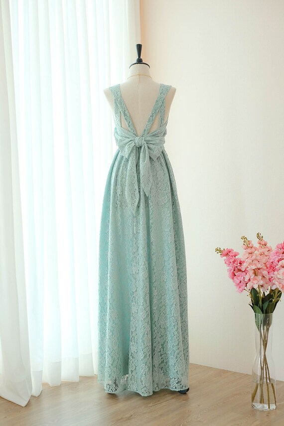Sage green dress Lace Long Bridesmaid dress Wedding Dress Long | Etsy