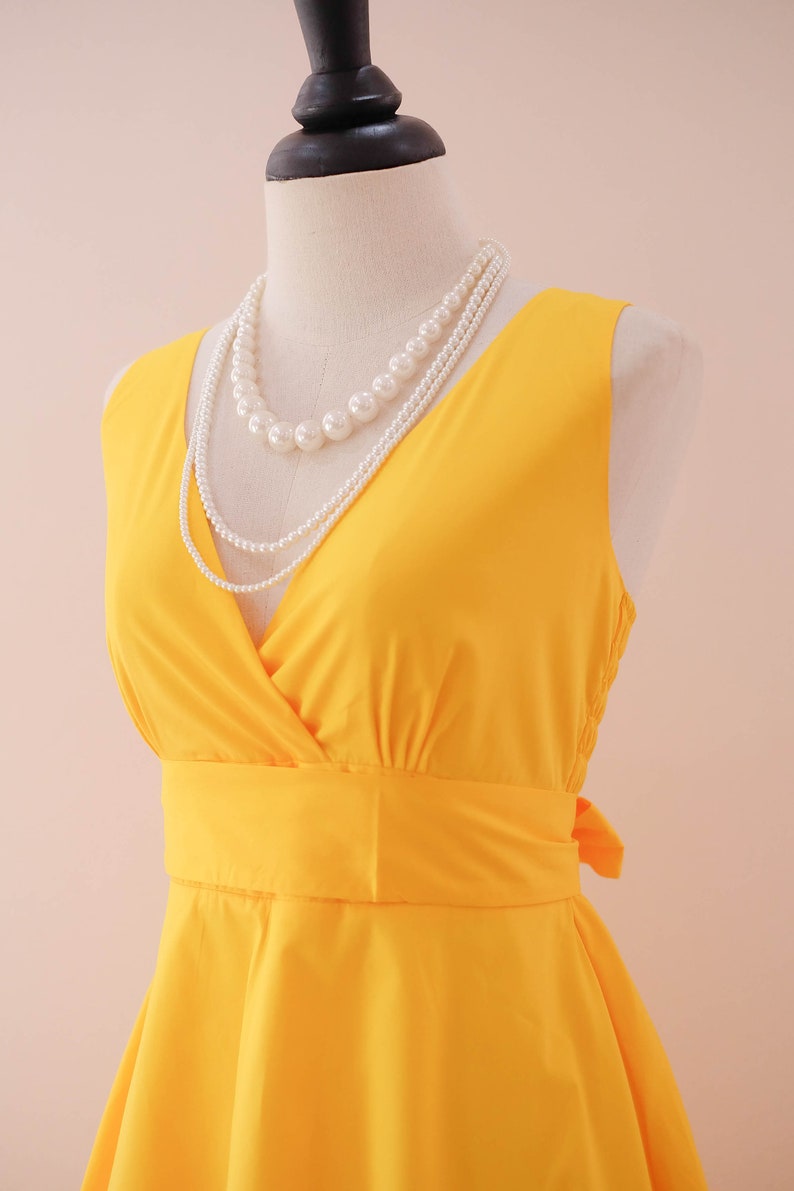 Yellow dress Bridesmaid dress Solid dress Vintage dress Country dress Hippie dress Summer dress Sundress Tea dress