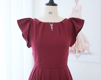 Burgundy backless bridesmaid dress Maxi dark red cocktail party dress wedding guest dress evening gown vintage dresses