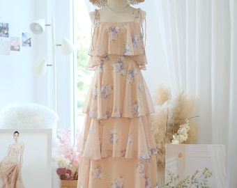 Floral bridesmaid dress, Summer retro prairie dress, Wedding guest dresses, Garden wedding theme, Rustic wedding, Woman romance dresses