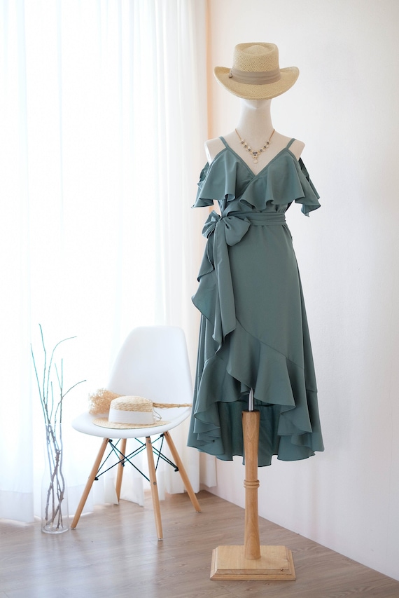 midi dress with bow Baltic Born Womens Jane | Blue + Green Floral Gradient Maxi Dress | victorian-high-stand-collar-dress-shirt About The Brand Size:80