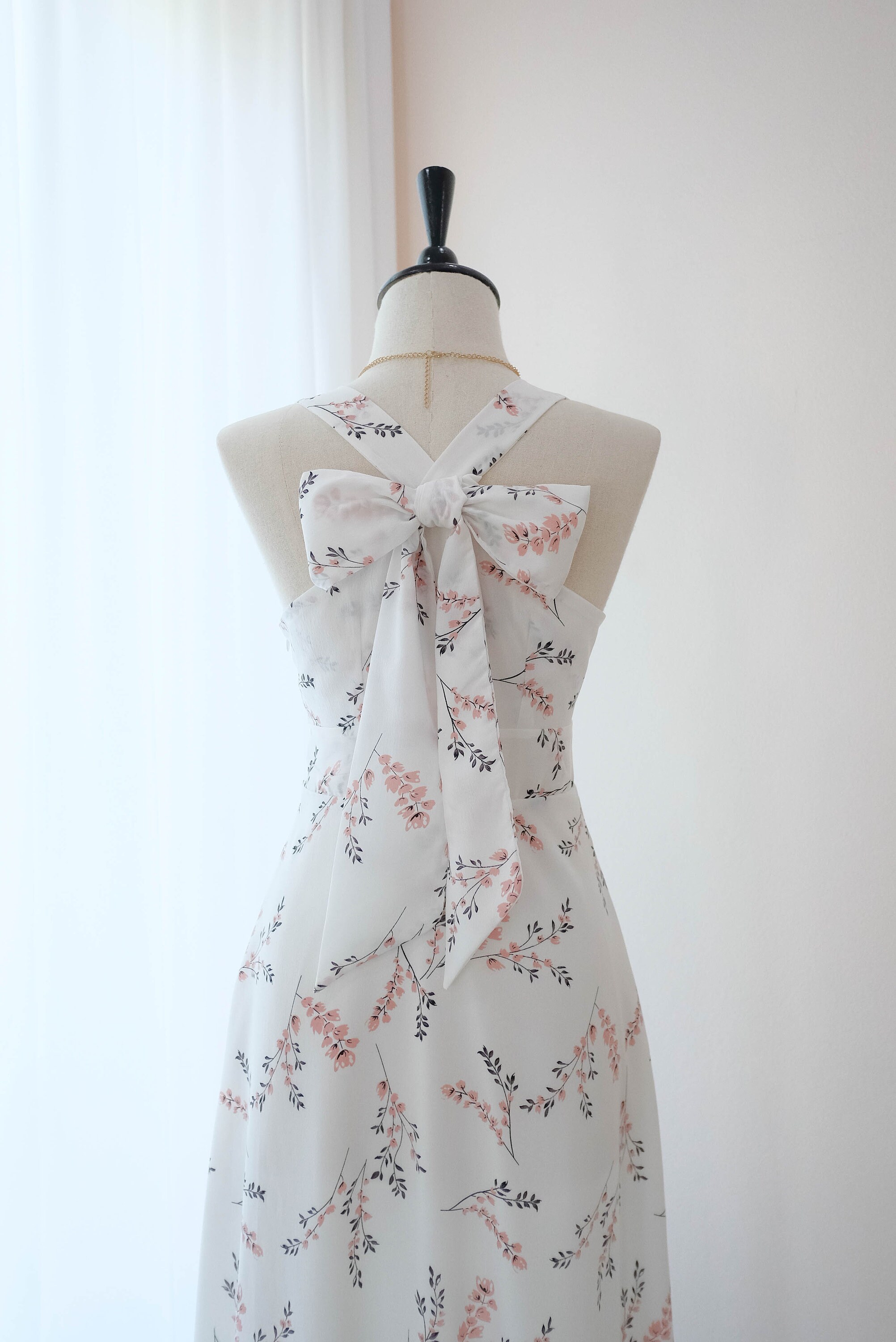 White floral dress Spring Summer floral bridesmaid dress | Etsy