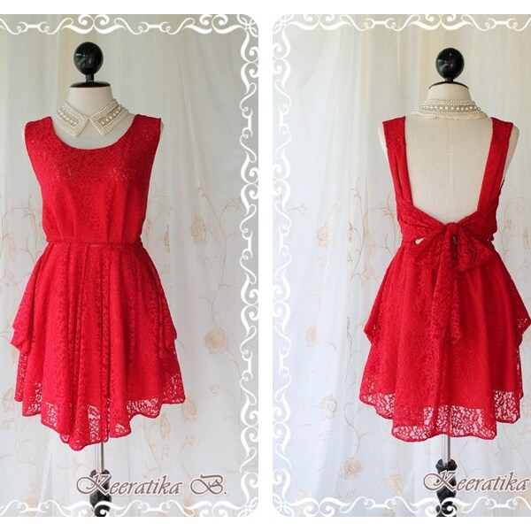 A Party - Cocktail Wedding Prom Party Dinner Night Bridesmaid Dress Gorgeous Burgundy Lace Deep Back Bow Tie Sexy Glamorous Mod Lady Style