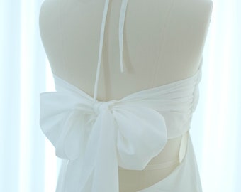 Off white backless dress , White halter bridesmaid dress , Beach wedding dress , Cocktail party floor length gown