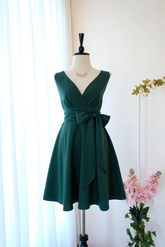 Forest green dress green Bridesmaid dress green Vintage dress | Etsy