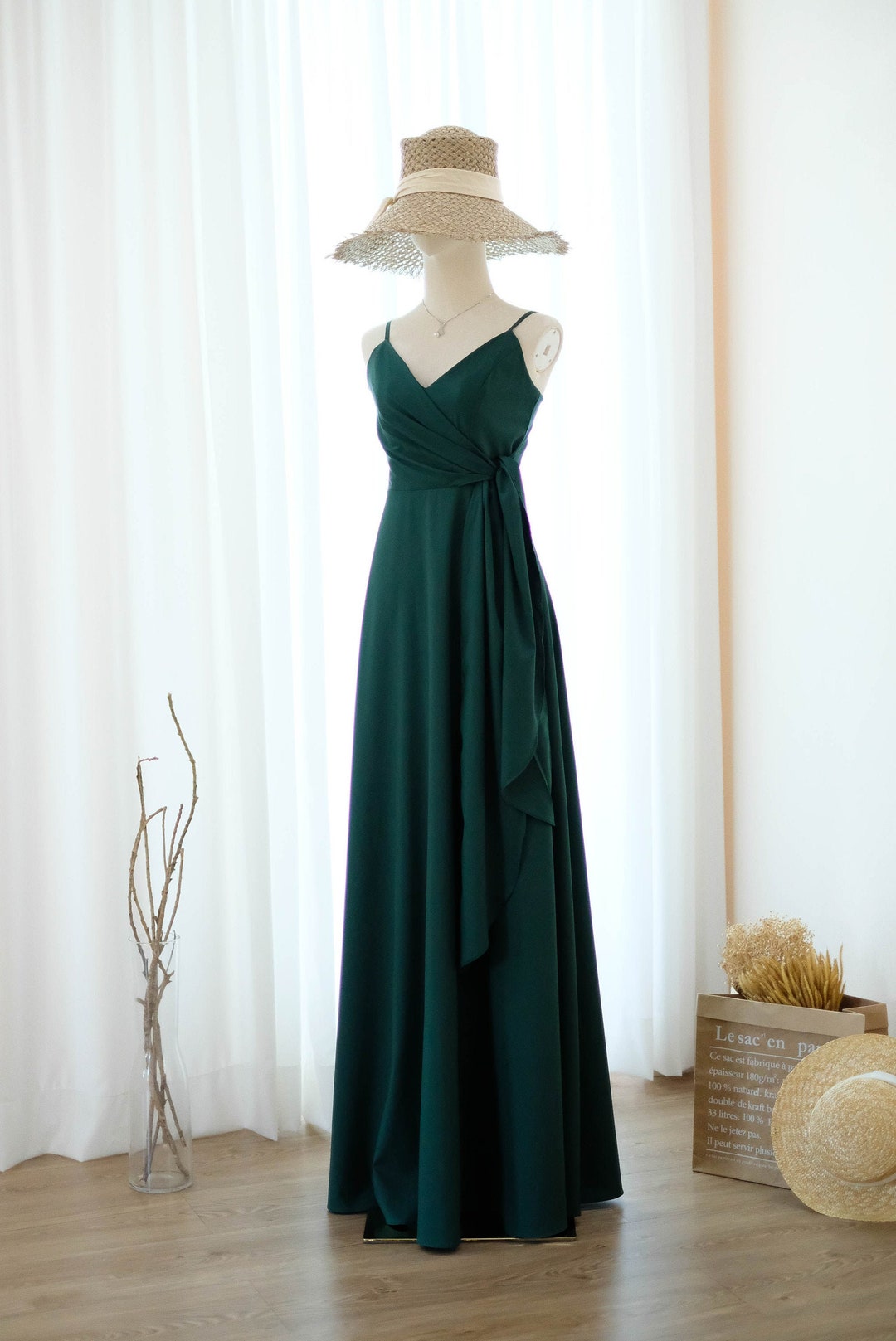 dark hunter green bridesmaid dresses AW.Bridal A-line V-Neck Floor Length Short Sleeves Ruching Plus Size Dresses Dress Hunter Green Size 4