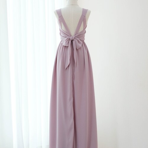 Purple Mauve dress , Maxi , Bridesmaid dress , Long Party dress , Backless , Sleeveless , Cocktail , Women Wedding guest dress , Scoop neck