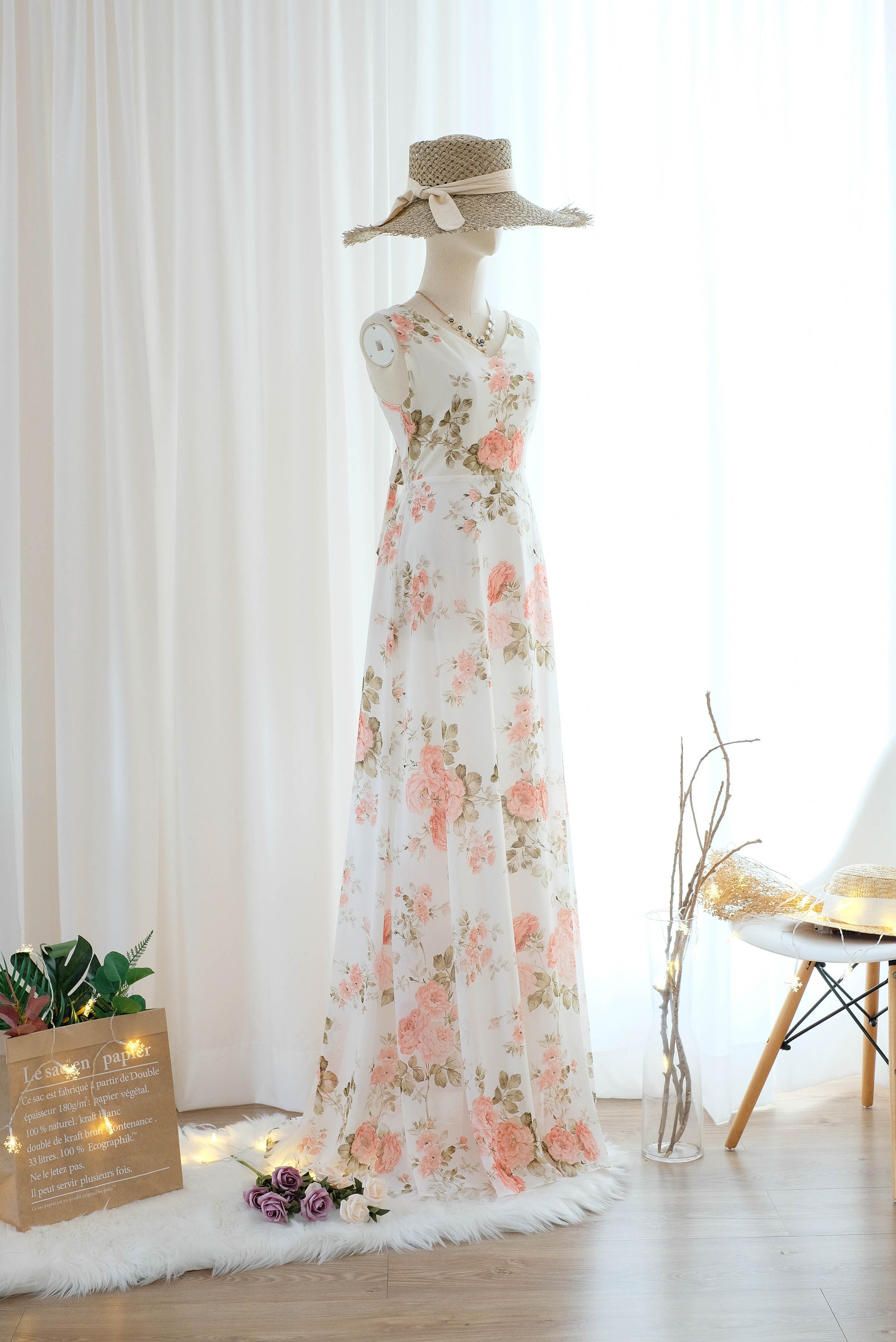 Chiffon floral bridesmaid dresses White floral dress Spring Etsy