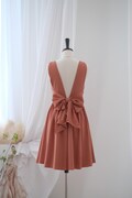 Copper backlesss short bridesmaid dresses, Backless wedding guest dress orange, Rustic orange summer party dress, Beach dress, Mini dress product logo