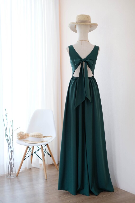 Forest Green Dress Long Bridesmaid Dress Forest Green Wedding Etsy