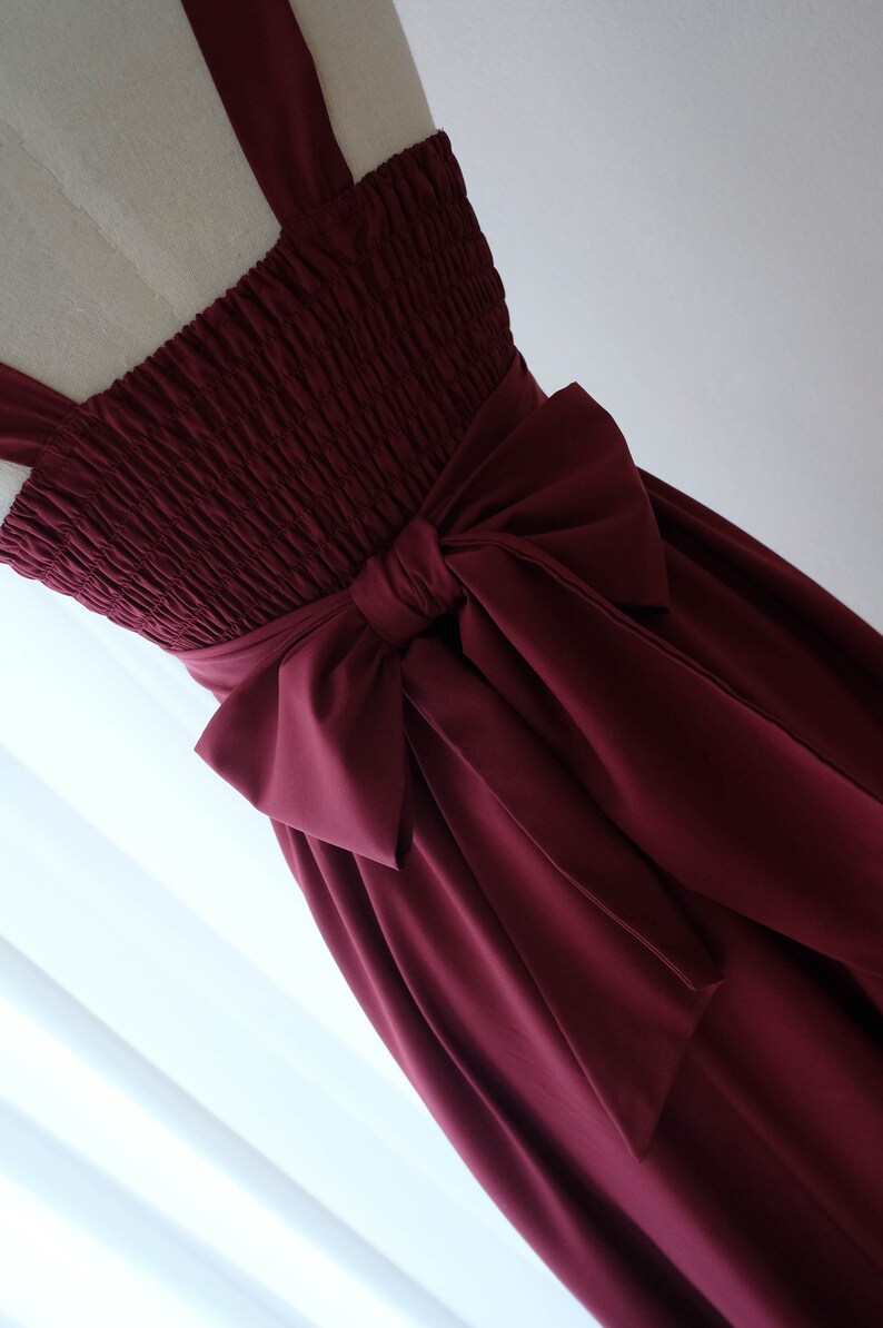 Red Burgundy dress Burgundy bridesmaid dress Long Red Prom party dress Maxi Cocktail wedding dress Bridal party engagement dress Tea dress