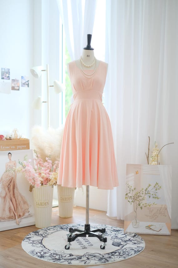 princess polly baby blue dress Blush Pink Bandeau Tailored Midi Dress – Rare London main image 0
