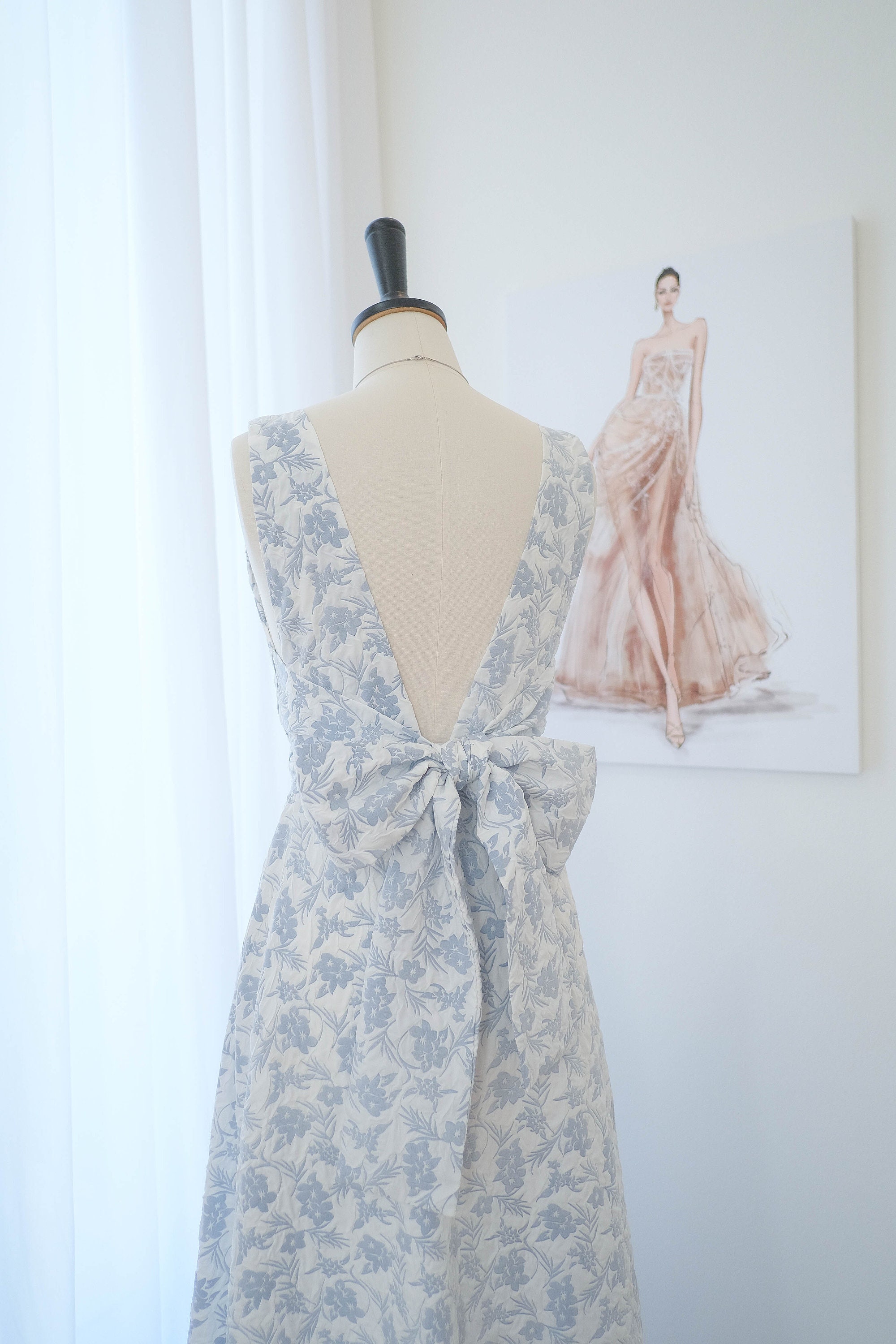 16+ Blue Floral Formal Dress