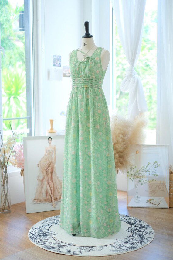 Green Floral Prairie Dress, Bridesmaid Dress, Garden Wedding Guest Dress,  Maxi Floral Dress, Sleeveless Dress, Women Long Dress - Etsy