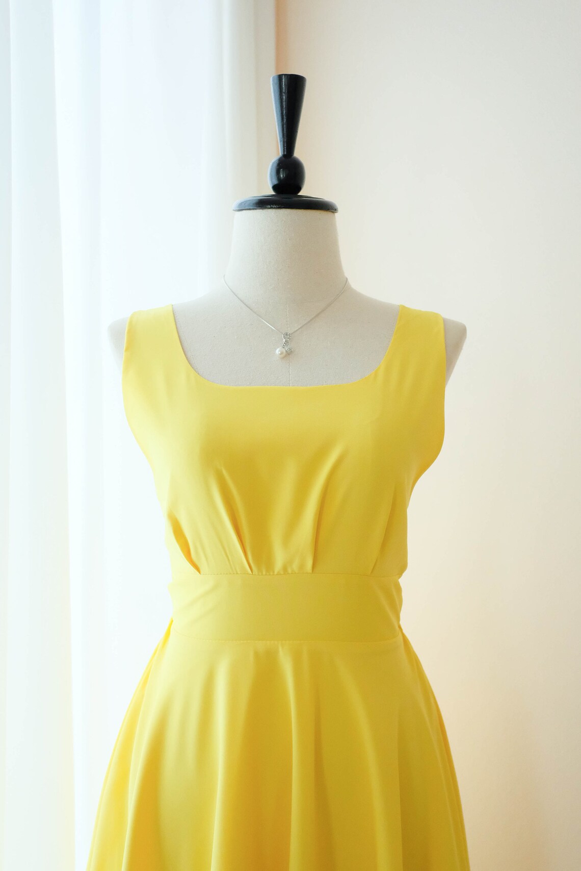 Lemon Yellow Bridesmaid Dress Backless Party Dress Bow Back Etsy