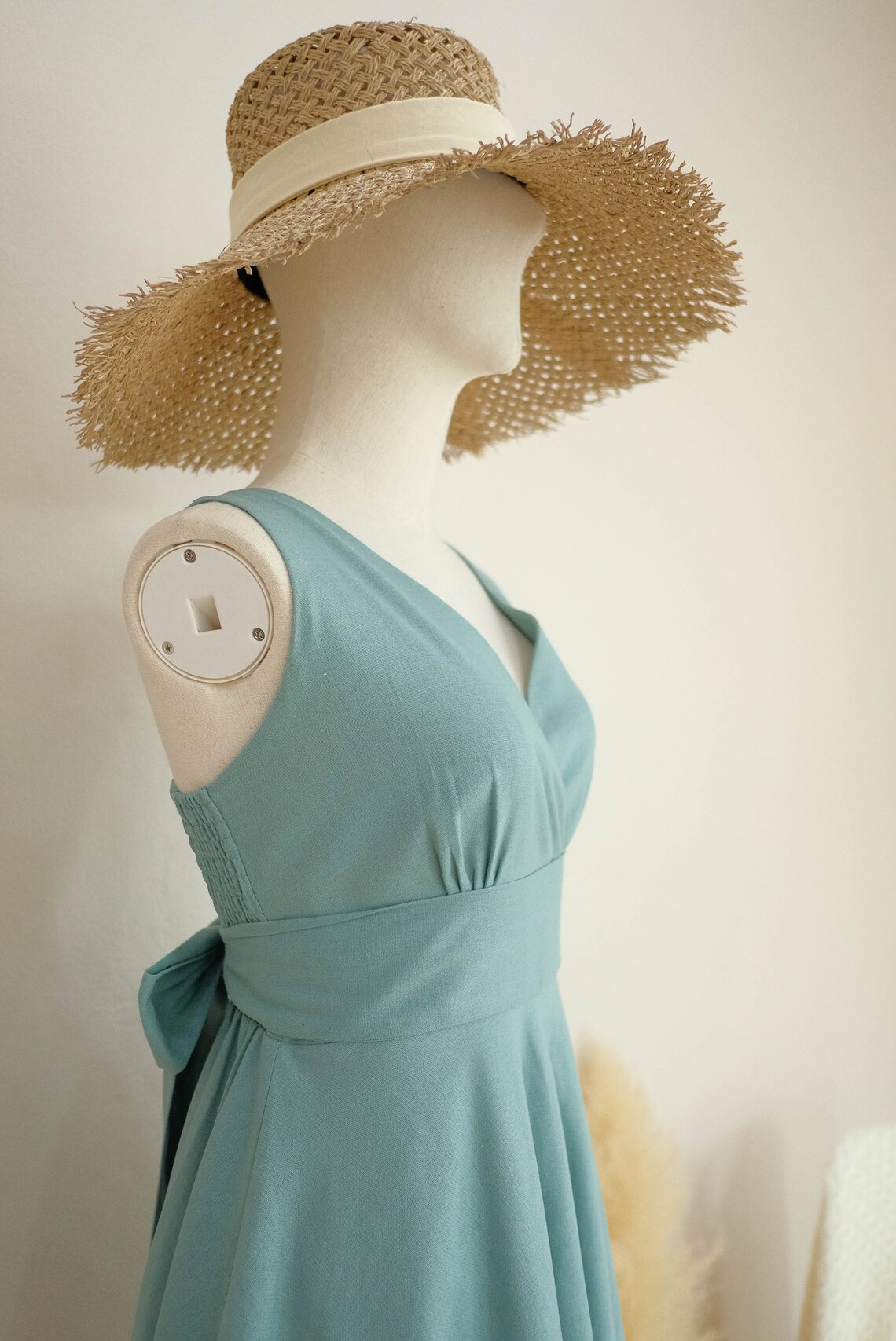 Dark Sage Green Dress Linen bridesmaid dress vintage party Etsy