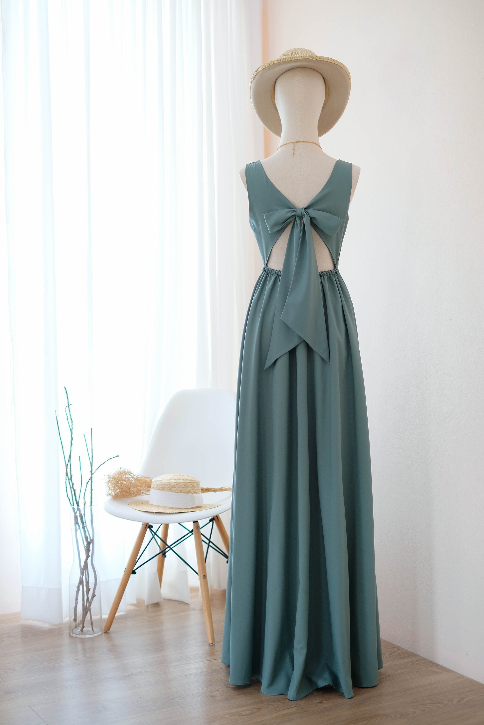 Earthy Dark Sage Green Bridesmaid Dress ...