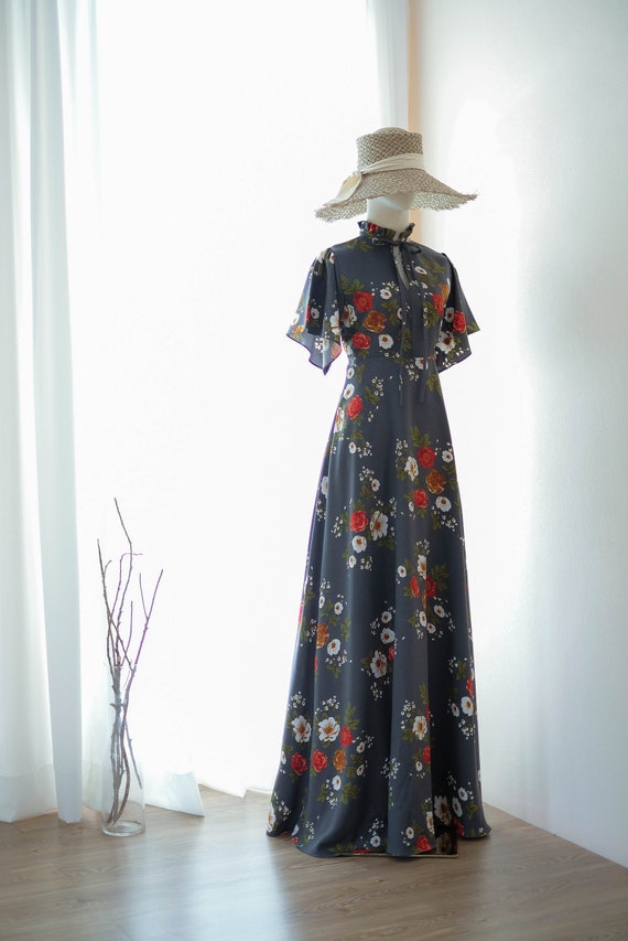 Charcoal gray dress Dark Gray Floralwhite bridesmaid dress Etsy