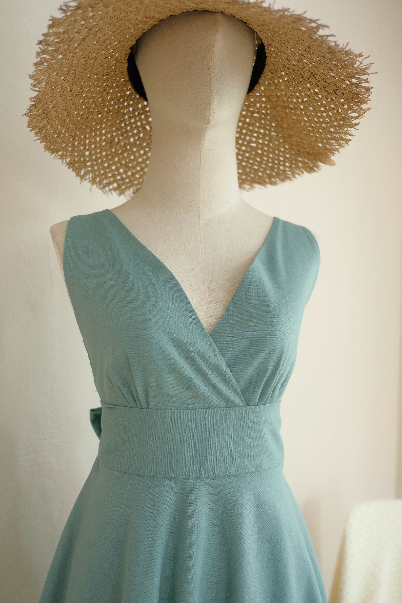 Dark Sage Green Dress Linen bridesmaid dress vintage party Etsy