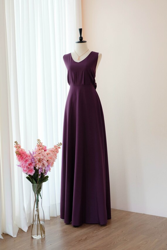 Purple Plum Dress Long Bridesmaid Dress Wedding Dress Long Etsy