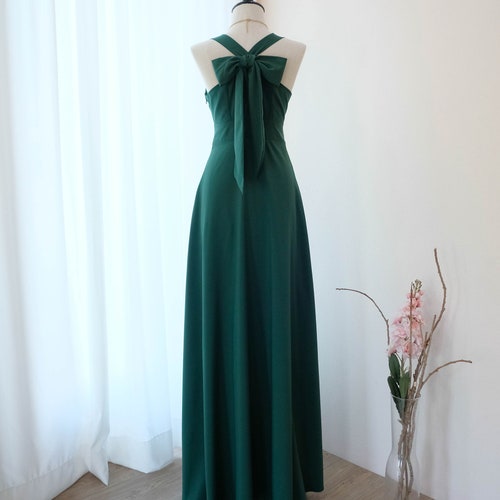 Forest Green Bridesmaid Dress , Prom Party Cocktail Dress , Dark Green Wedding Guest Dress , Evening Gown