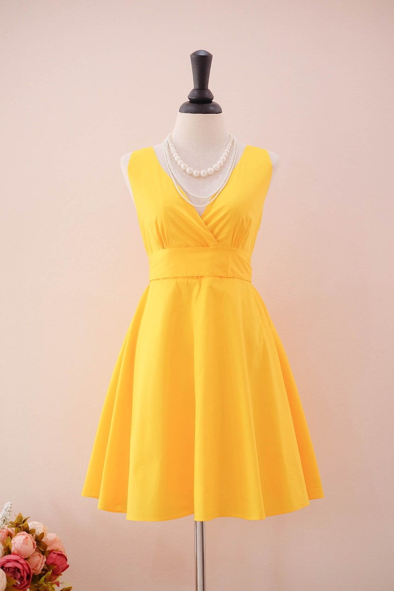 Yellow dress Bridesmaid dress Solid dress Vintage dress Country dress Hippie dress Summer dress Sundress Tea dress