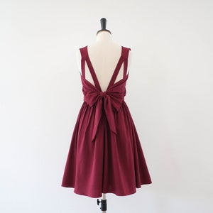 Red burgundy bridesmaid dresses backless short party prom cocktail dress bow back summer wedding guest dress