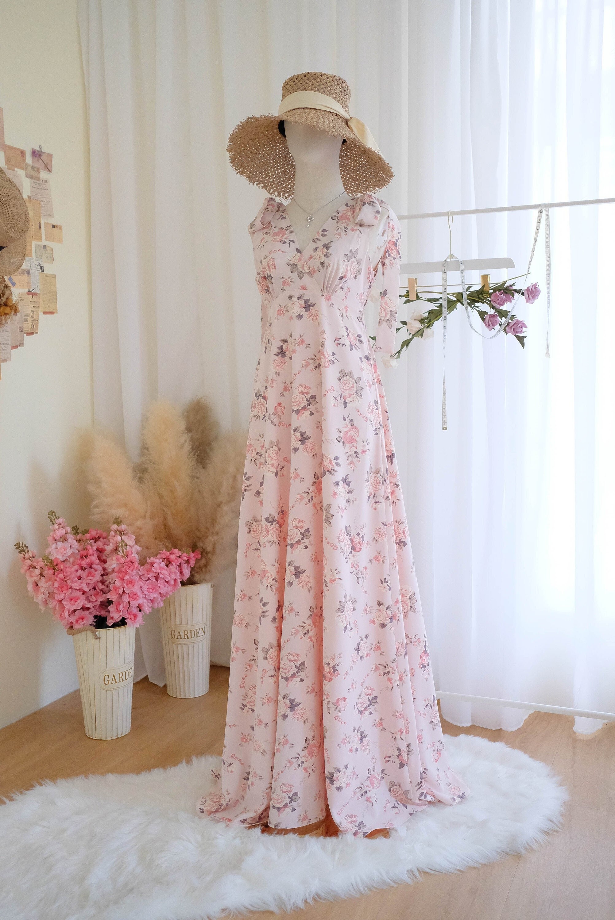 Pink Floral Dress - Etsy